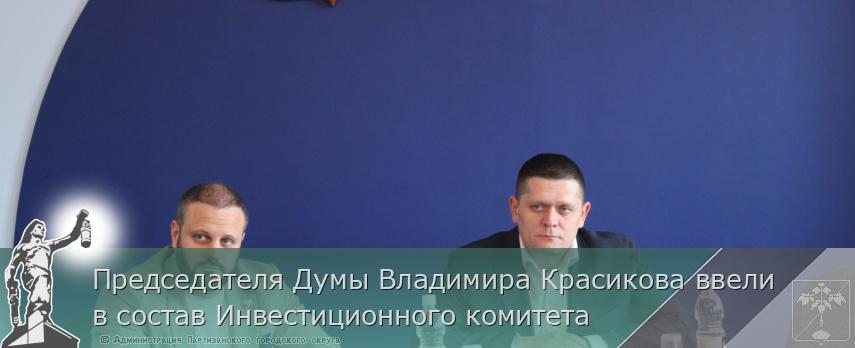Председателя Думы Владимира Красикова ввели в состав Инвестиционного комитета  | Администрация муниципального округа город Партизанск Приморского края Официальный сайт
