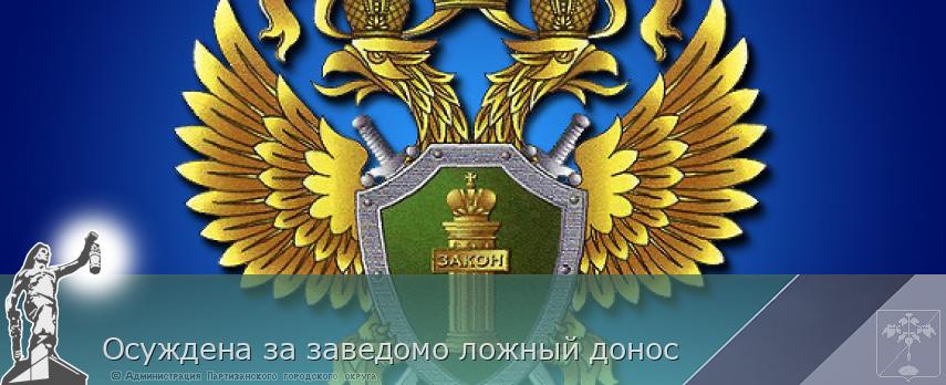 Осуждена за заведомо ложный донос | Администрация муниципального округа город Партизанск Приморского края Официальный сайт